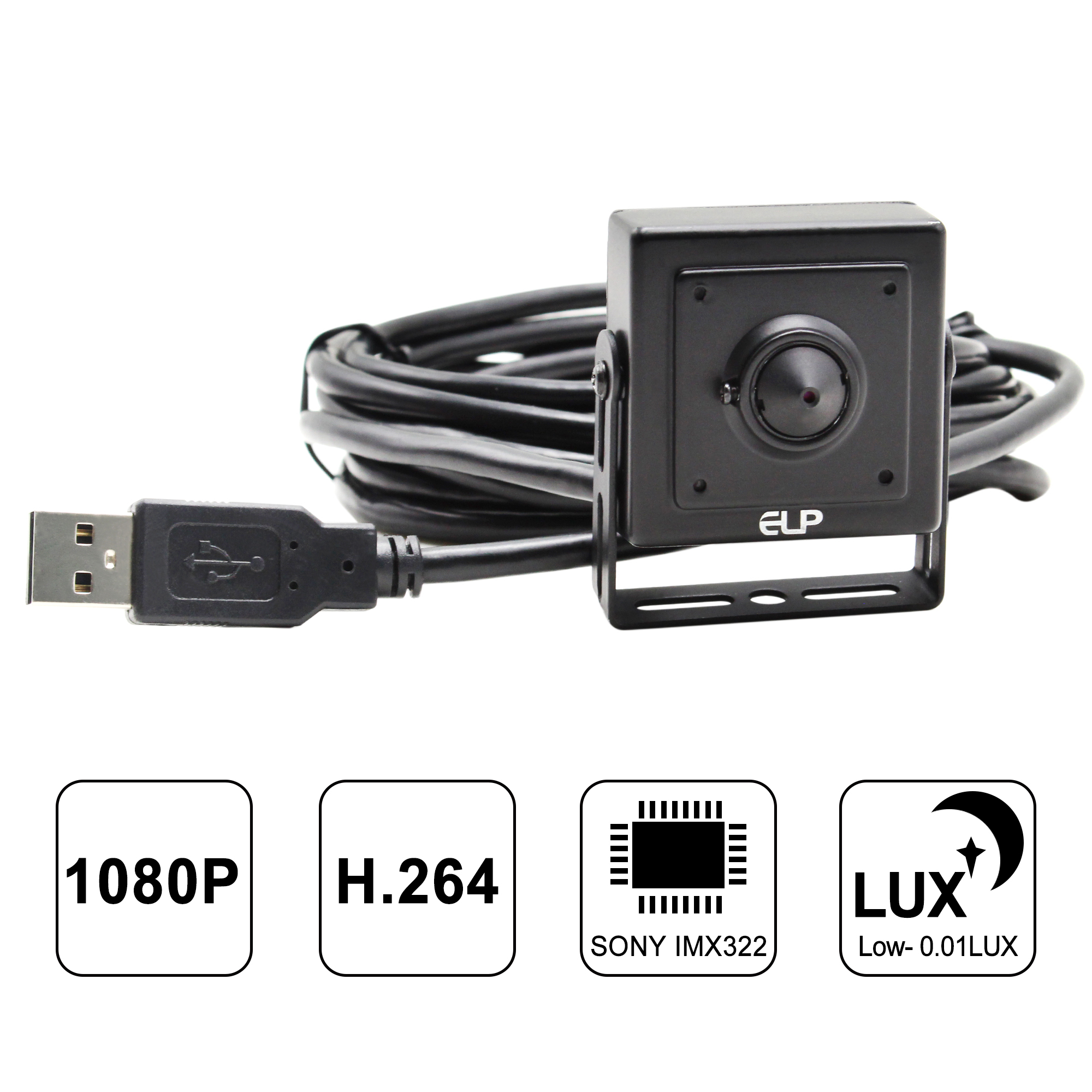 ELP USB Security Camera Low Light 1080P Sony IMX322 HD Sensor H.264